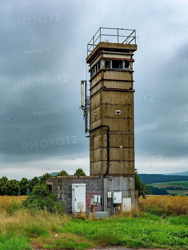 Former GDR watchtower at the border between Thuringia and Hesse