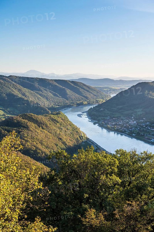 Overlook from Aggstein castle over the Danube. Wachau