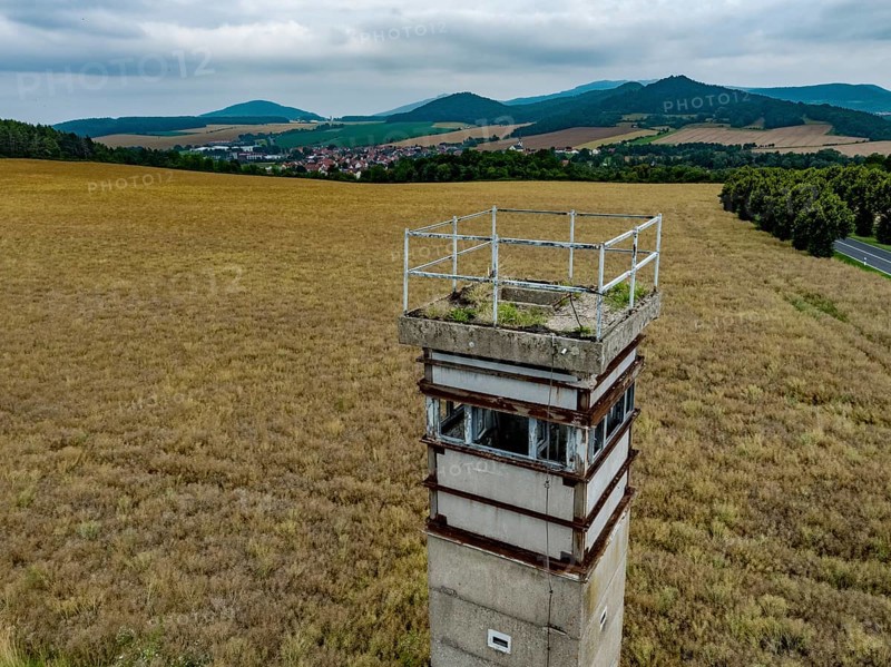 Former GDR watchtower at the border between Thuringia and Hesse
