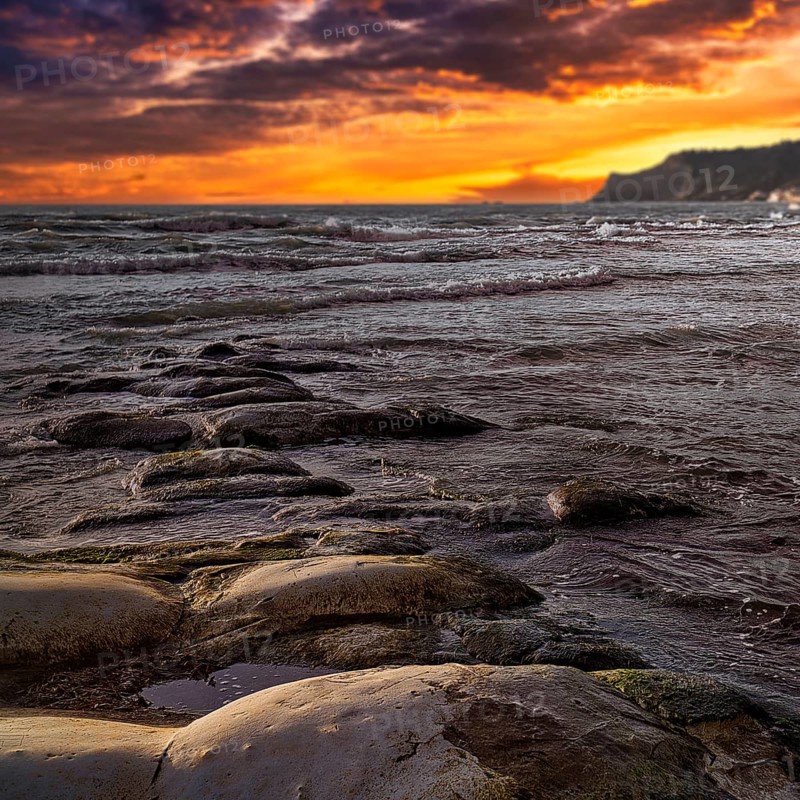 Dramatic sunset over the sea