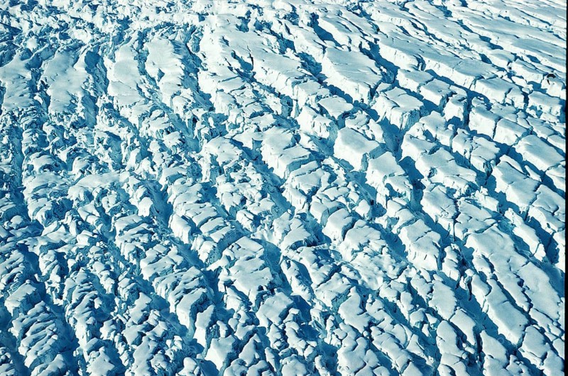 Glacier ice in the Alaska Range at Mount Denali