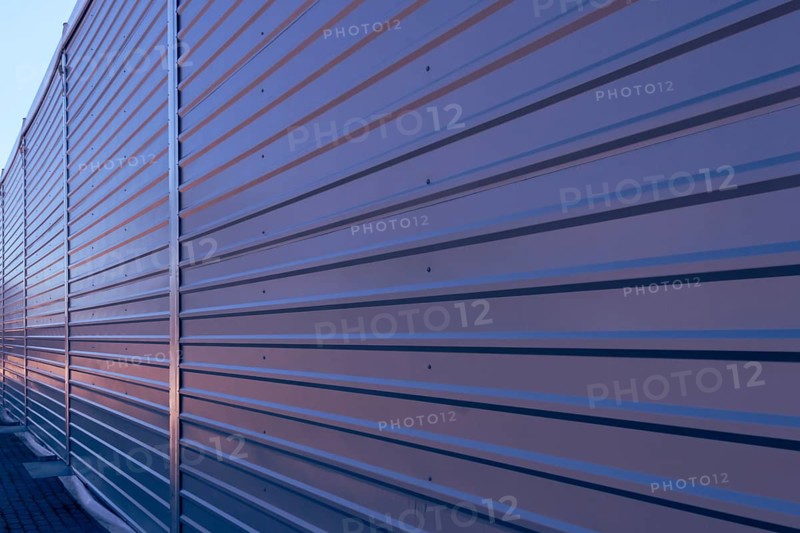 Sheet metal facade of the warehouse. Poland