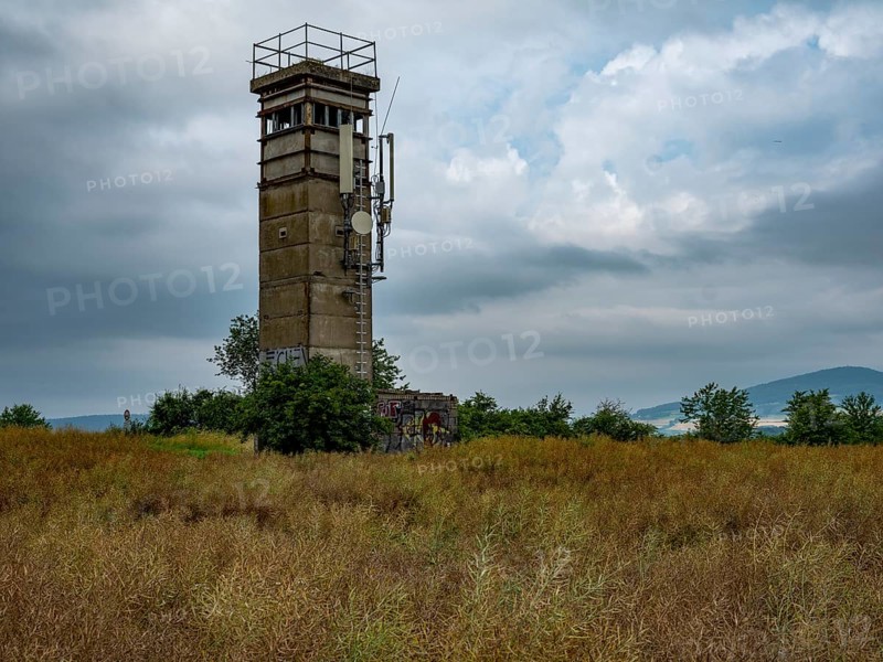 Former GDR watchtower at the border between Thuringia and Hesse