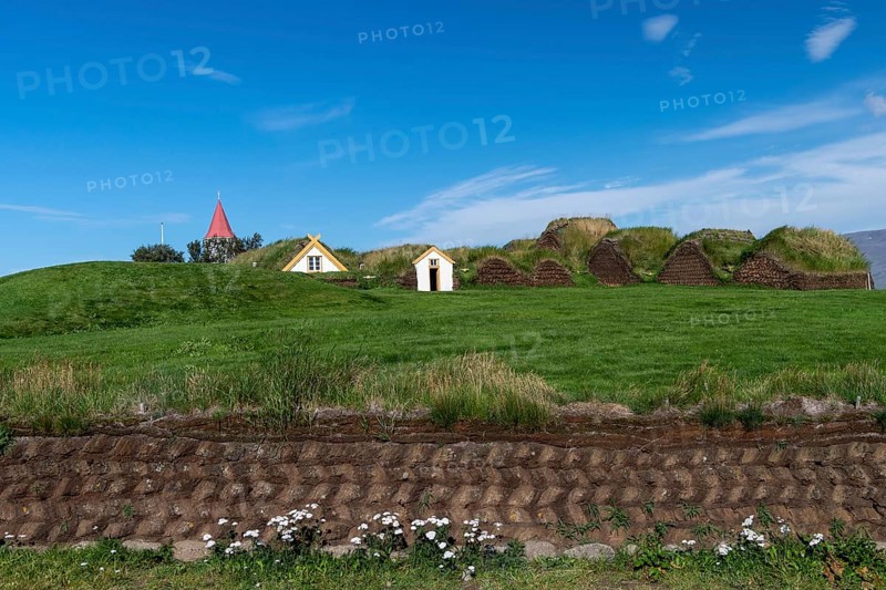 Church and peat farmstead or peat museum Glaumbaer or Glaumbaer