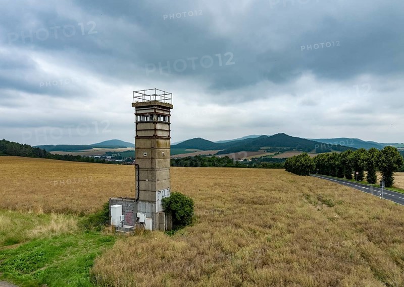 Former GDR watchtower at the border between Thuringia and Hesse