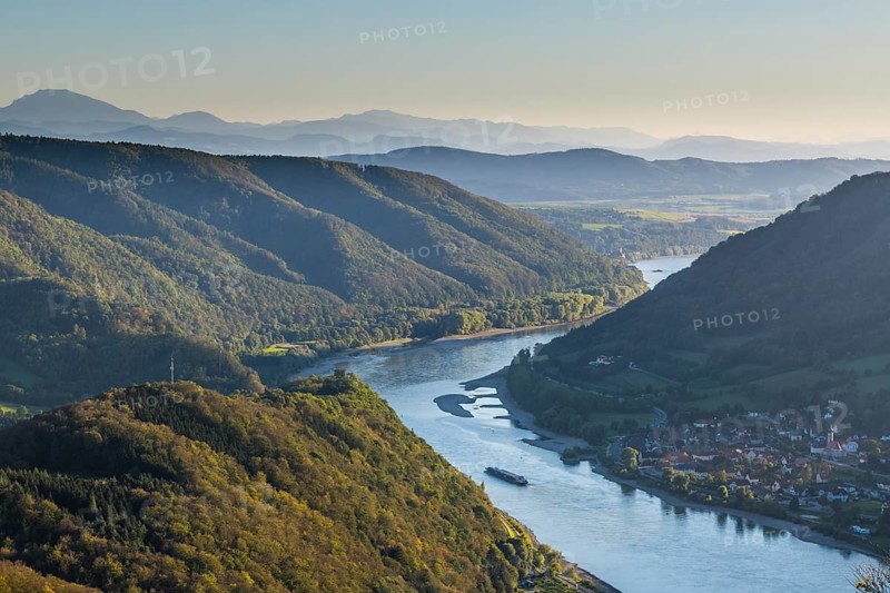Overlook from Aggstein castle over the Danube. Wachau