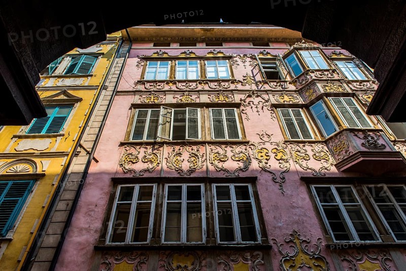 Facade of a historic town house in Laubengasse