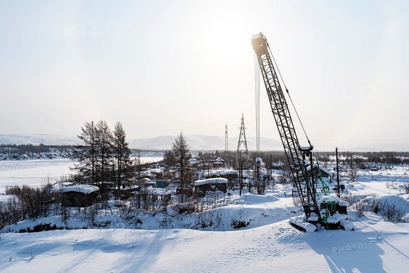 Old crane on the Kolyma river