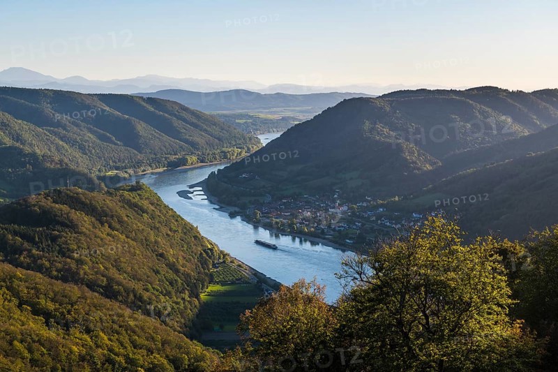 Overlook from Aggstein castle over the Danube. Wachau
