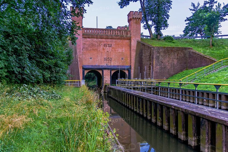 Lock on the Nogat river in the village of Biala Gora