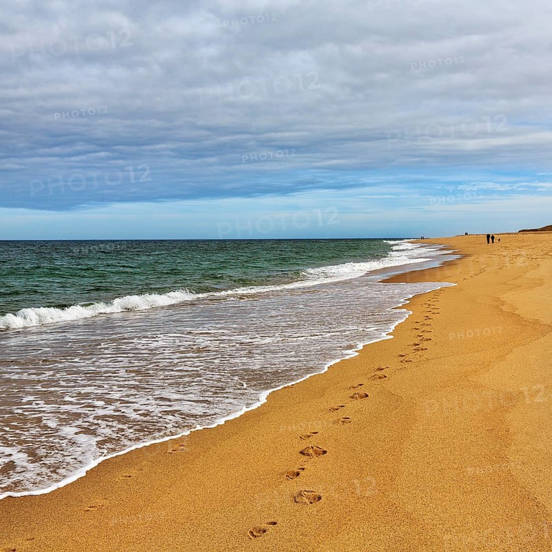Footprints at the empty beach