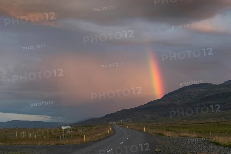 Rainbow over road