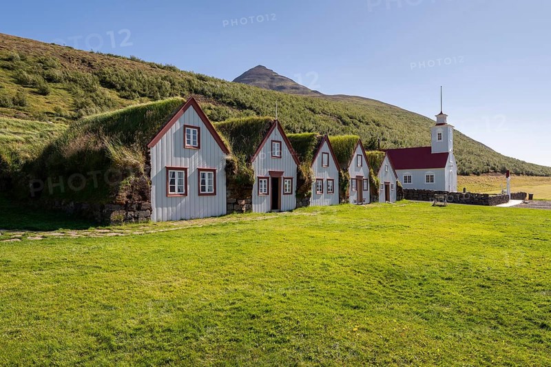 Old icelandic turf house Laufas