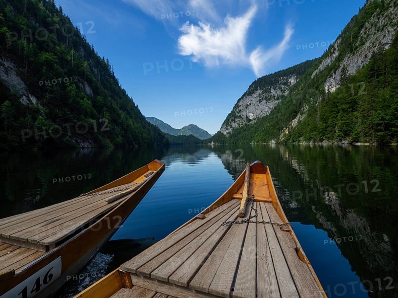 View of Lake Toplitz from a traditional barge