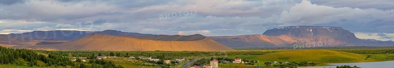 Ash craters Hverfjall and Blafjall in the evening light