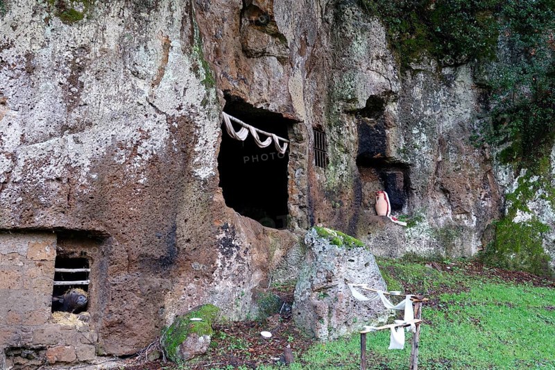 Etruscan tombs carved out of the tufa