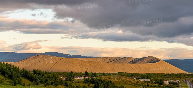 Ash crater Hverfjall in the evening light