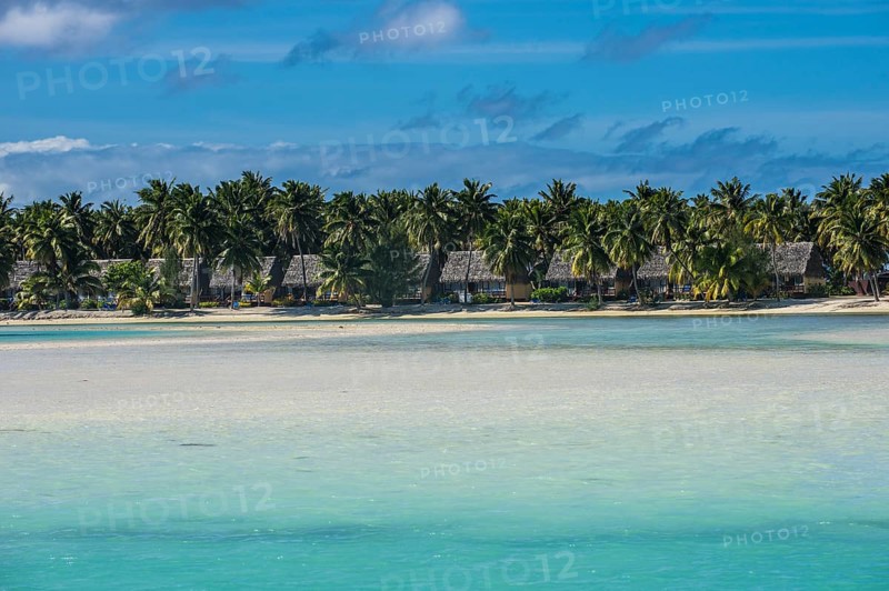 Traditional huts in the Aitutaki lagoon
