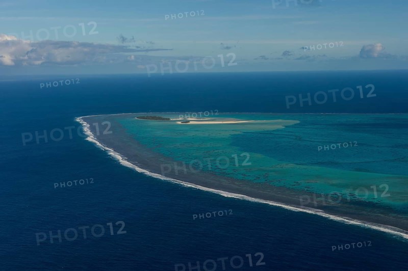 Aerial of Aitutaki lagoon