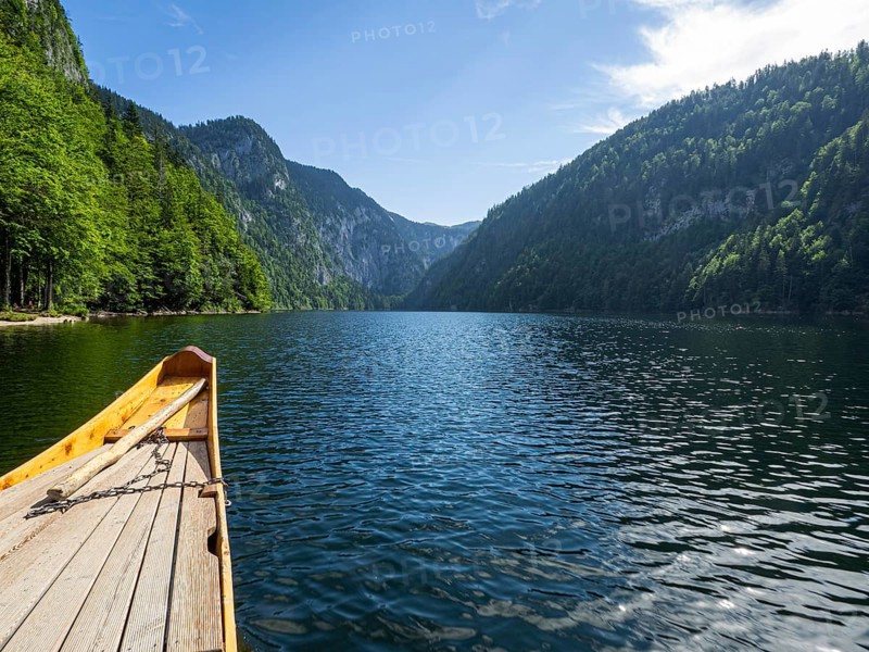 View of Lake Toplitz from a traditional barge