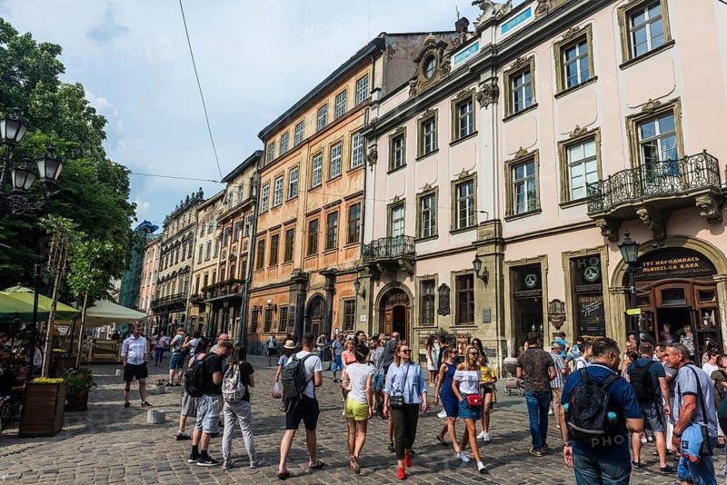 Pedestrian zone in the center of the Unesco sight the town Lviv