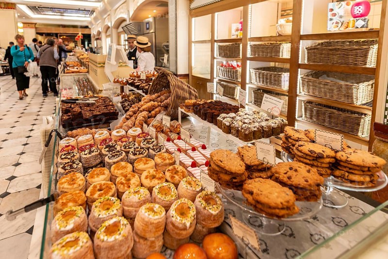 Biscuits and sweet pastries at a display