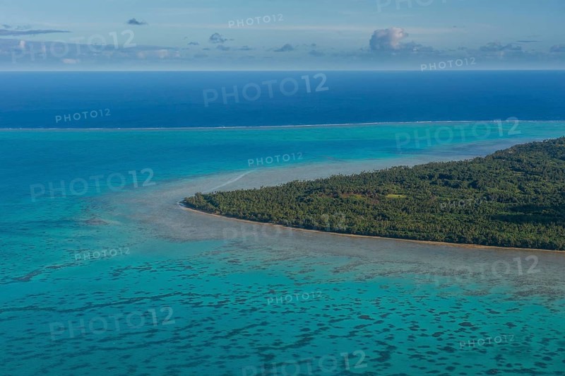 Aerial of Aitutaki lagoon