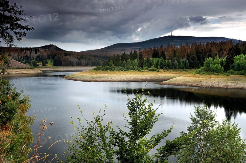 View over Eckerstausee to Brocken