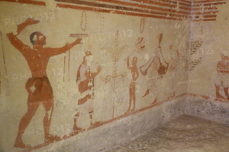 Tomba Cardarelli burial chamber with frescoes from the 6th century BC