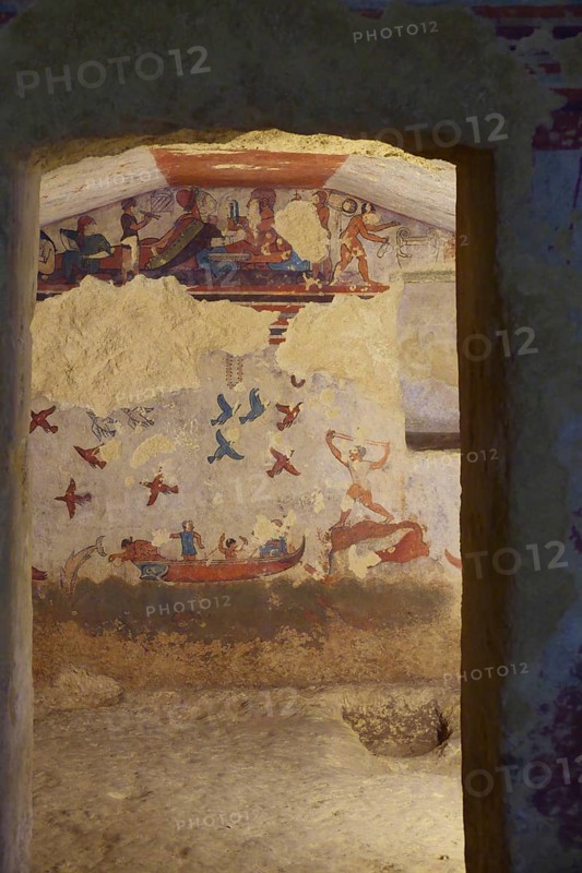 Tomba della Caccia e Pesca tomb of hunting and fishing with frescoes from the 6th century BC