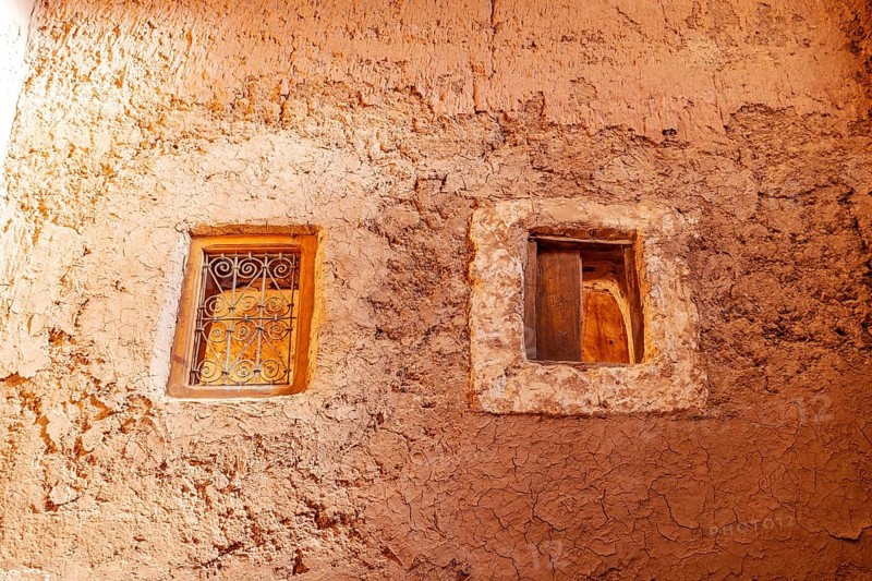 Two windows in clay town Ait Ben Haddou