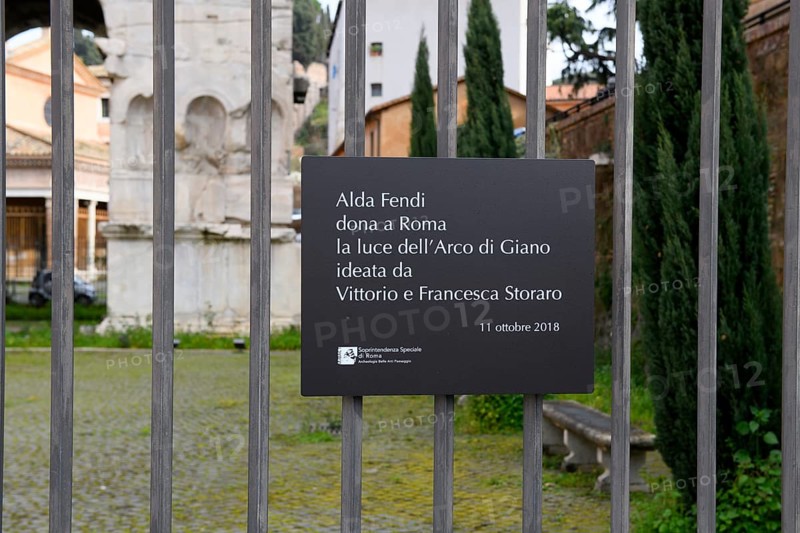 Commemorative plaque for Alda Fendi Foundation for Janus Arch light installation