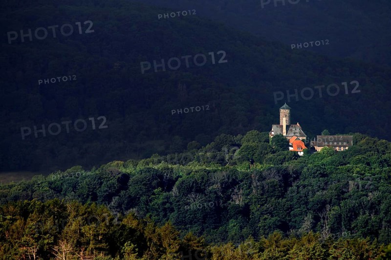 View from Bornhagen to Ludwigstein Castle in the Werra-Meissner district in Hesse