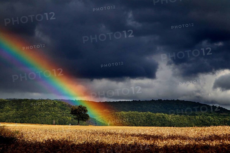 Rainbow over field in the Werratal