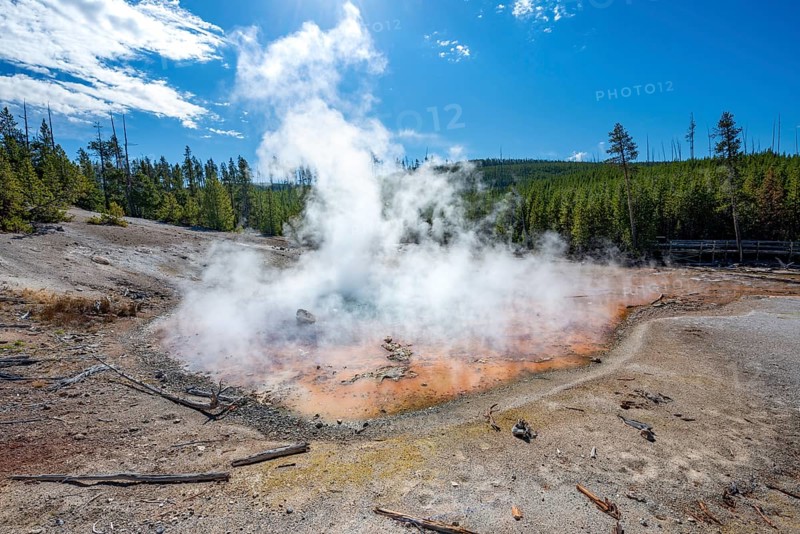 Steaming hot spring
