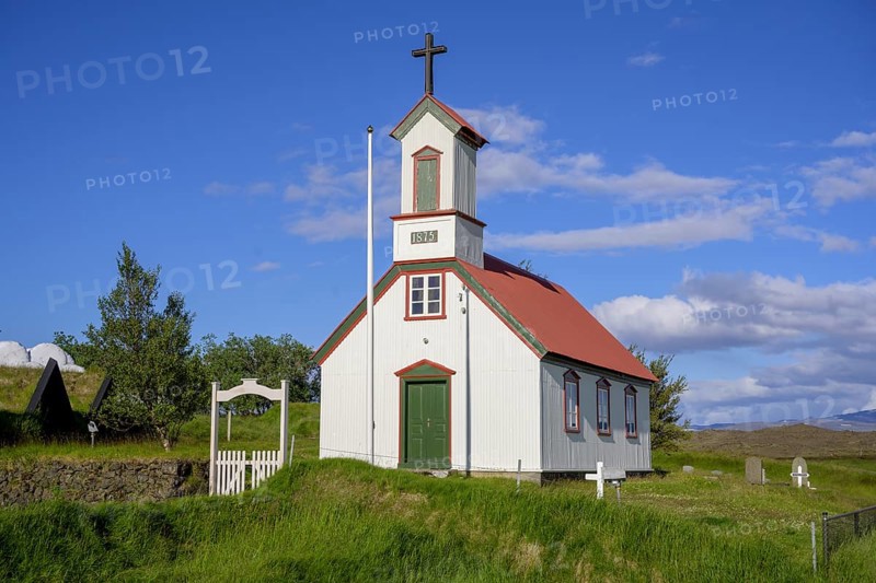 Church at the historic peat homestead Keldur
