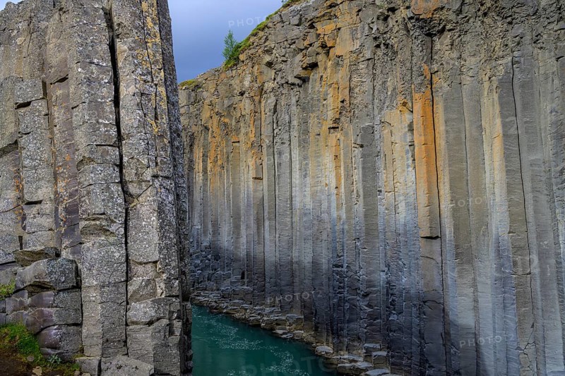 Basalt columns in Stuolagil Canyon