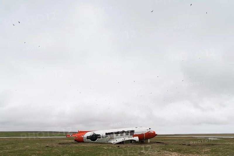 Emergency-landed American Air Force transport aircraft Douglas R4D-6 41-50187