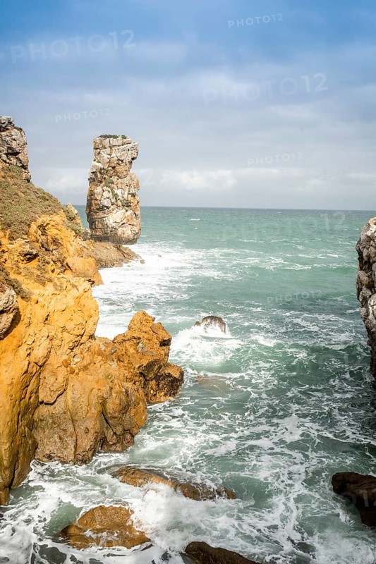 Beautiful coast of Papoa islet in Peniche