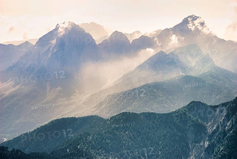 Mountains in front of sunset