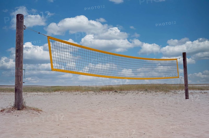 Beach volleyball net on the beach