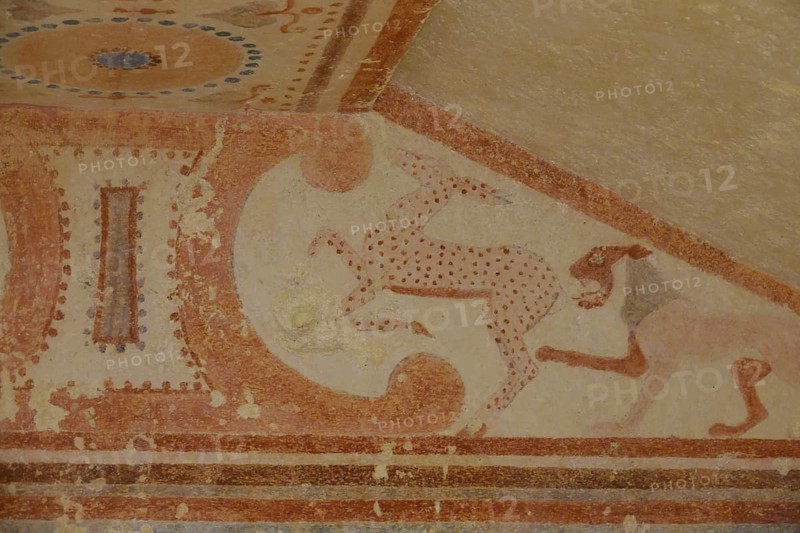 Tomba Cardarelli burial chamber with frescoes from the 6th century BC