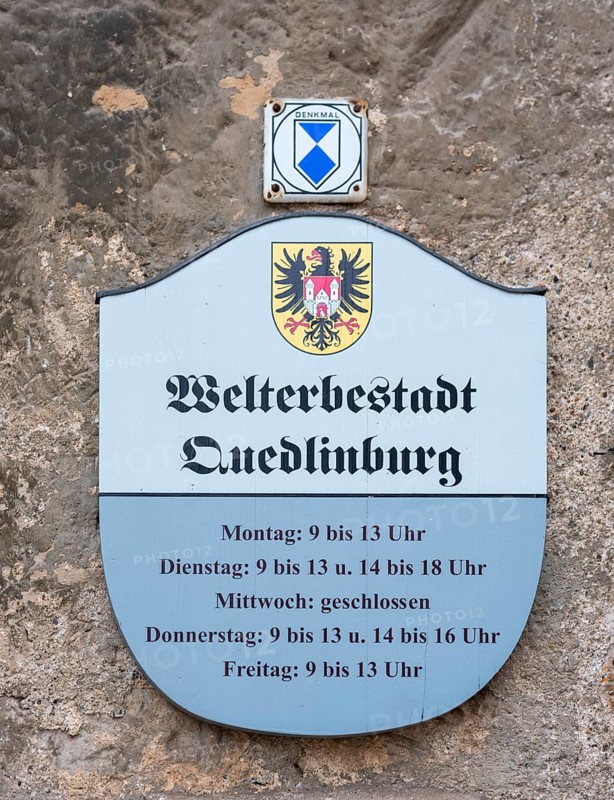 Sign at the town hall in Quedlinburg