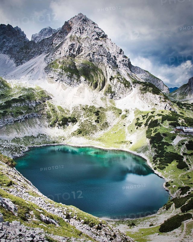 Blue lake with mountains