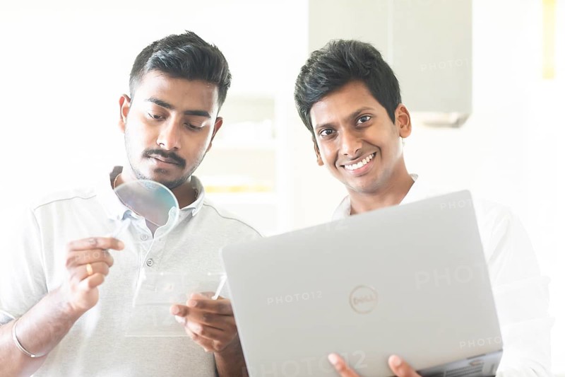 Students in an internship at the university with work equipment