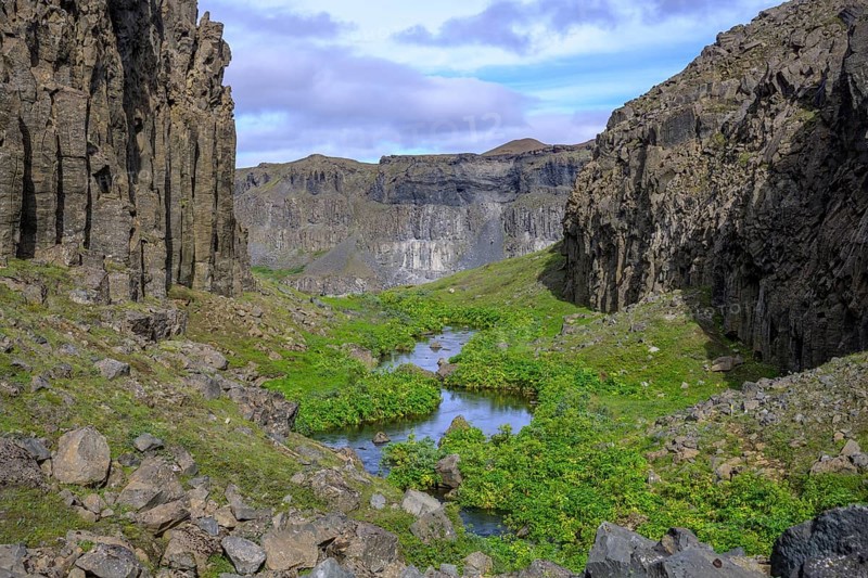 Green side canyon with small stream