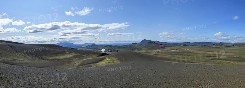 View from the crater lake Viti to the volcanic power plant