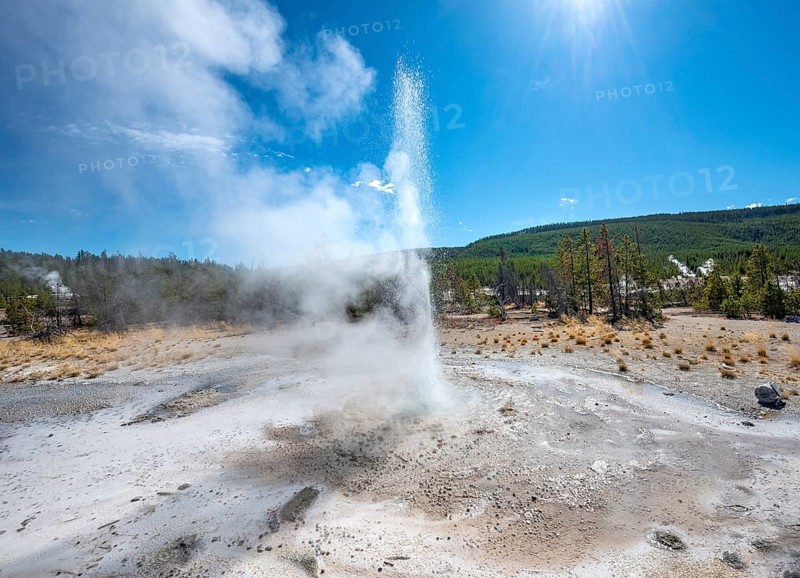 Water fountain in a steaming hot spring