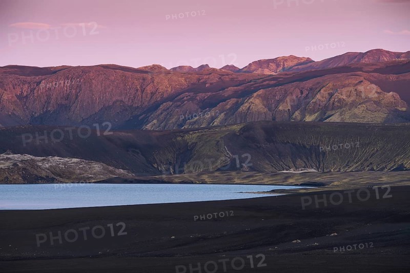 Lake and mountains in the evening light