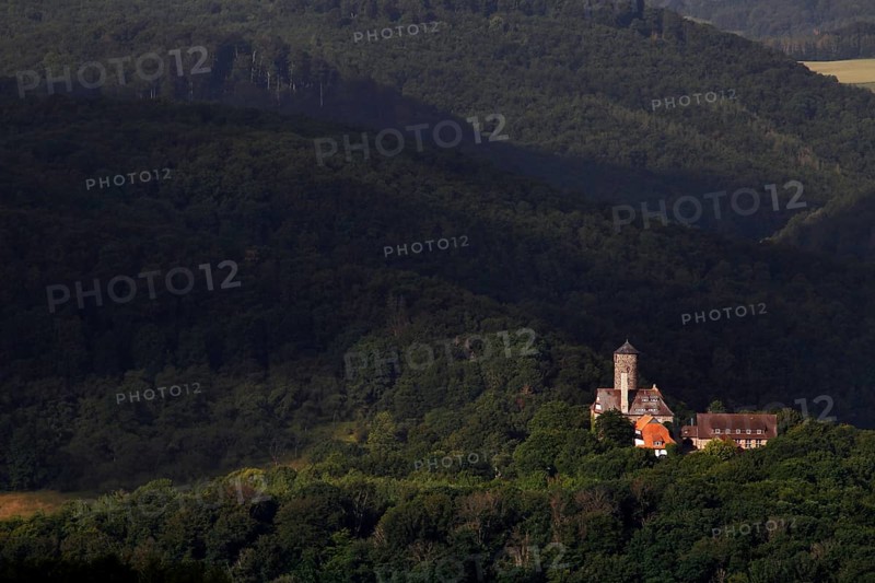 View from Bornhagen to Ludwigstein Castle in the Werra-Meissner district in Hesse